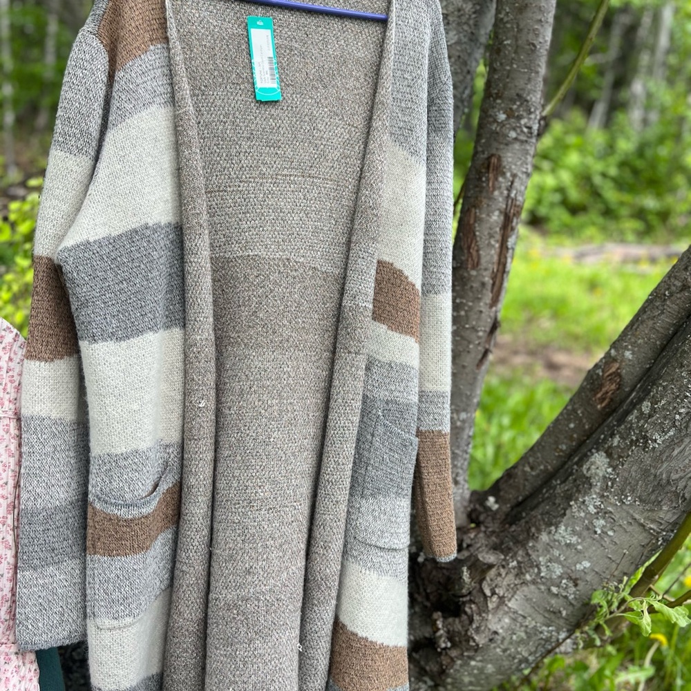 Striped Gray and Brown Women's Sweater